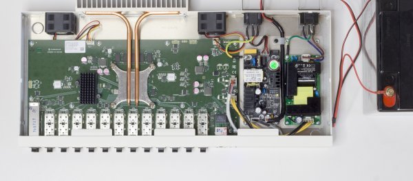 Embedded UPS EF6012 Installed inside the Mikrotik CCR2004-1G-12S+2XS