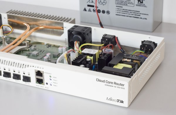 UPS EF6012 installed without modifying the enclosure of Mikrotik CCR2004-1G-12S+2XS